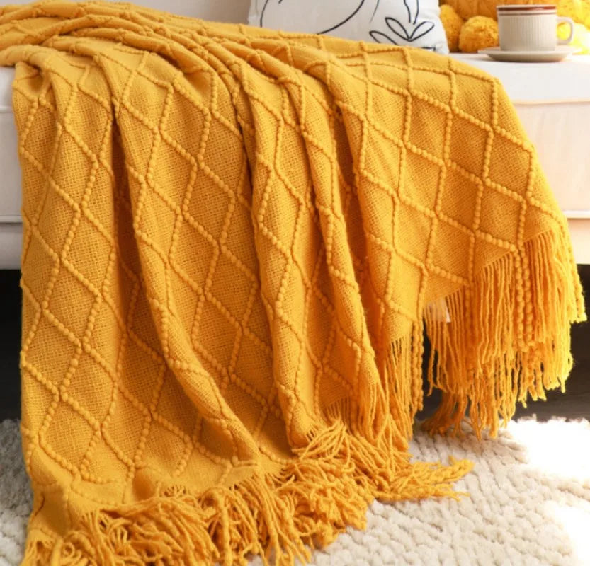 TER Derby Knitted Textured Throw Blanket