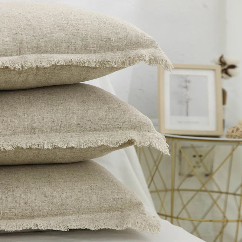 TER Lora Cotton Linen Cushion Covers with Tassels