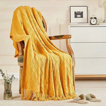 TER Derby Knitted Textured Throw Blanket